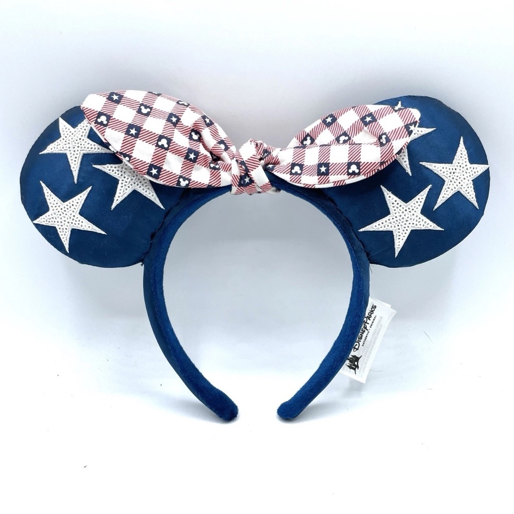 Minnie Mouse Ears  All American Girl Headband Bow 4th Of July Disney Parks USA